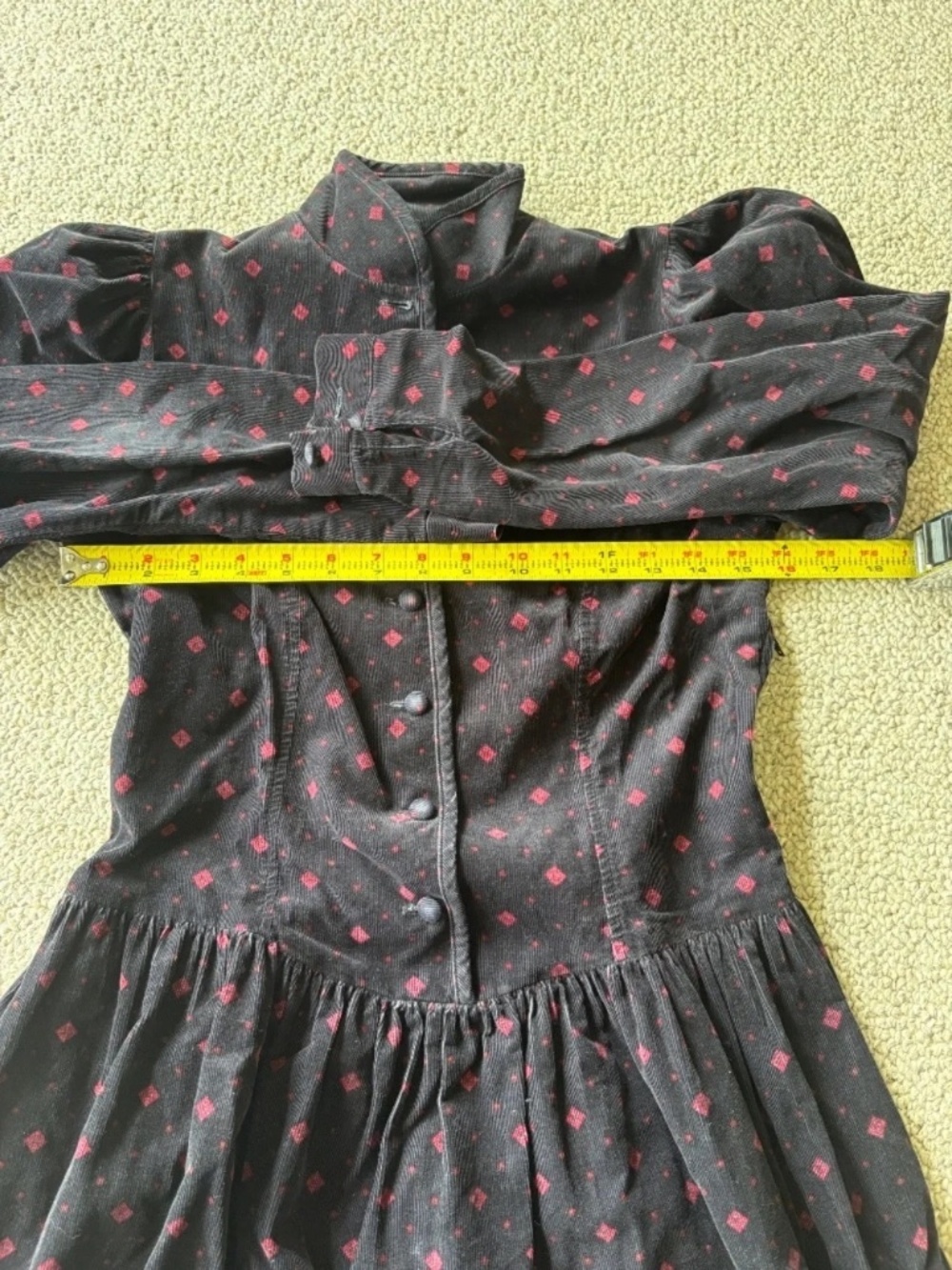 Vintage Laura Ashley Black Corduroy Cottagecore Prairie Dress UK Size 8 Feminine - Picture 13 of 15